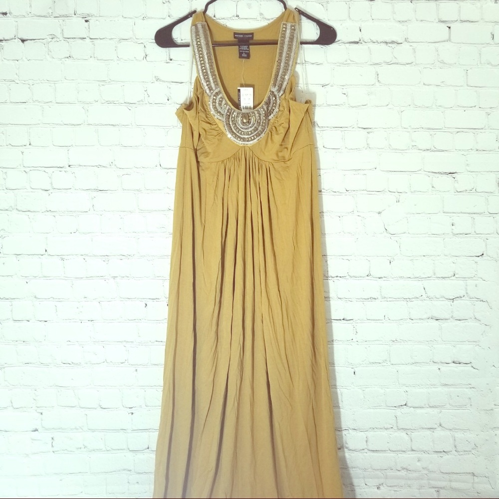 Beautiful NWT SzL Ny&Co. mustard beaded neck maxi